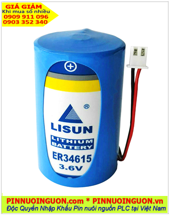 Lisun ER34615 _Pin nuôi nguồn PLC Lisun ER34615 lithium 3.6v 19000mAh chính hãng (Loại có zắc cắm)